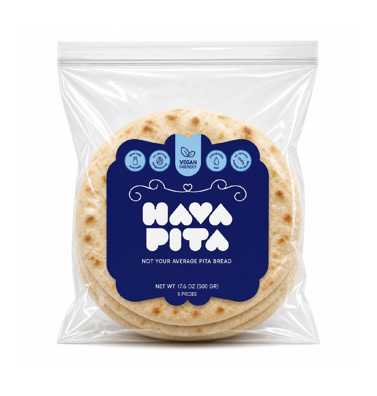 Hava Pita handmade California pita bread, bag of soft thick pita